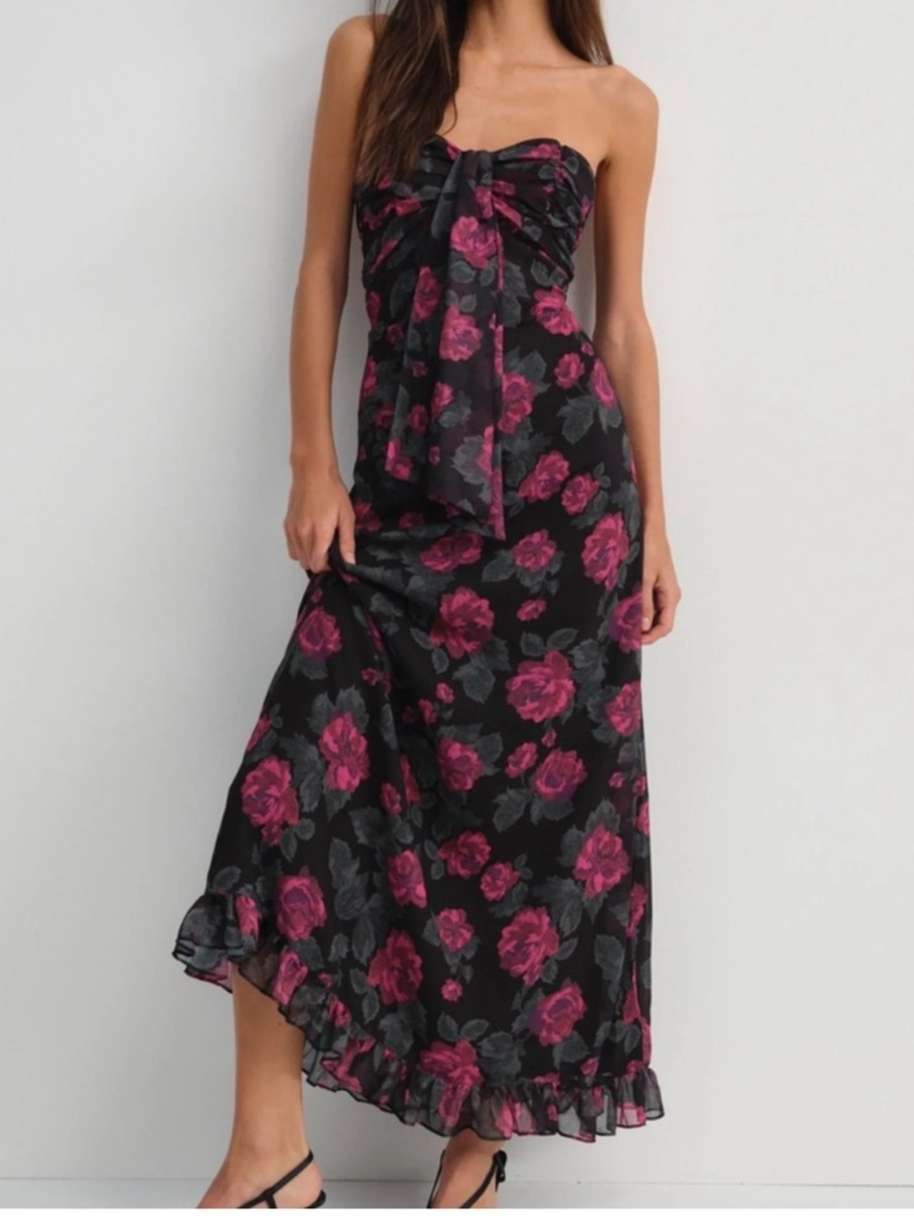 $239 NWOT Black For Love And Lemons “Teagan” Floral Maxi Dress Sz X-Large